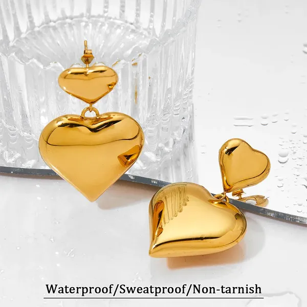 Gold_Chunky_Heart_Duo_Earrings_For_Women